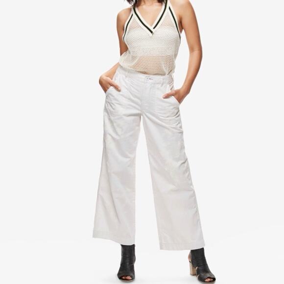 Free People White Paint Splatter Wide Leg Pants Sz 6 - Picture 1 of 15